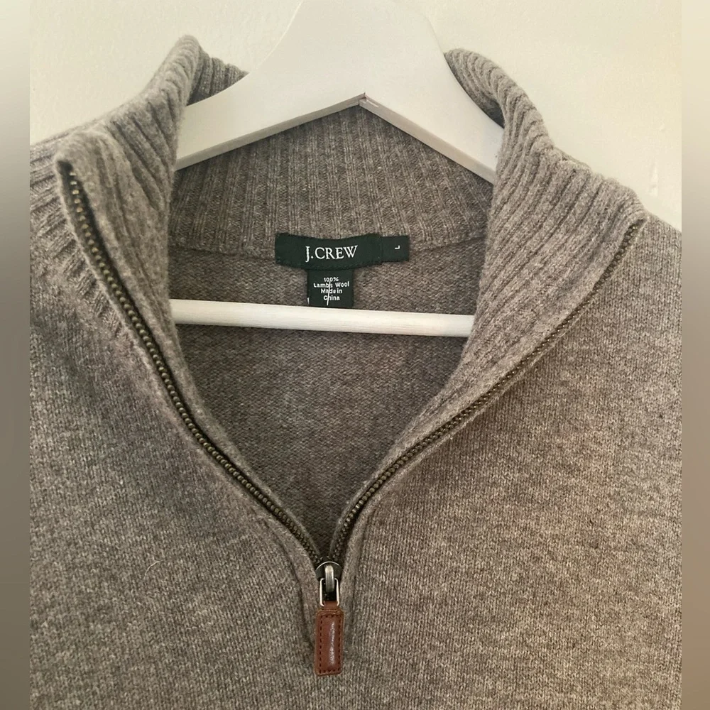 J. Crew 3/4 Zip Lambs Wool Sweater